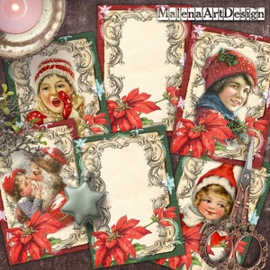 Papai Noel, Natal, CARTÃO ATC, TAGS, Cartões Digitais Imprimíveis, Vintage, Scrapbook, Junk Journal, Papéis para Artesanato, Download, Scrap,