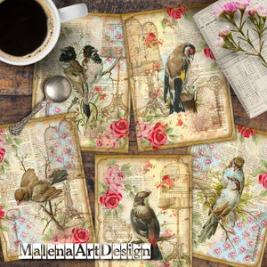 Bird, Vintage, TAGS, CARD, Digital Cards Printables, Papers For Crafts, Collage, Scrapbook, Junk Journal, Includes GIFT printables!