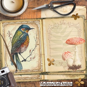 Papéis, Pássaros, Cartões Digitais Imprimíveis, Vintage, Cartões, Artesanato, Scrapbook, Junk Journal, TAGS,