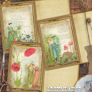 Cartões digitais imprimíveis, vintage, papéis para artesanato, cartões, scrapbook, cartões comemorativos, diário de lixo, papéis