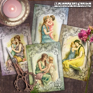 Mothers, Woman, CARD, TAGS, Scrapbook, Junk Journal, Digital Cards Printables, Vintage, Papers For Crafts, Includes GIFT printables!