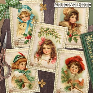 Weihnachten, Kinder, Vintage, TAGS, Scrapbook, Junk Journal, digitale Karten Printables, Papiere für Handwerk, KARTE, enthält GESCHENK printables !!!