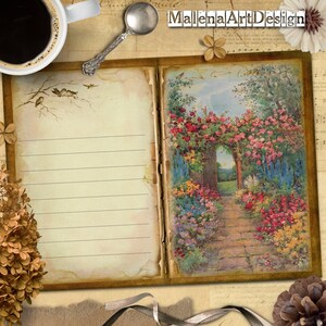 Gardens, Digital Cards Printables, Vintage, Flower, Papers For Crafts, Scrapbook, Junk Journal, Papers, CARD, Includes GIFT printables!