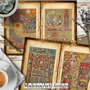 Papéis, Cartões Digitais Imprimíveis, Vintage, Papéis para Artesanato, Scrapbook, Junk Journal