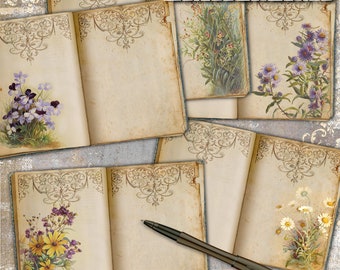 Botanical, Papers, Cards, Digital Cards Printables, Vintage, Scrapbook, Junk Journal, TAGS, Papers For Crafts