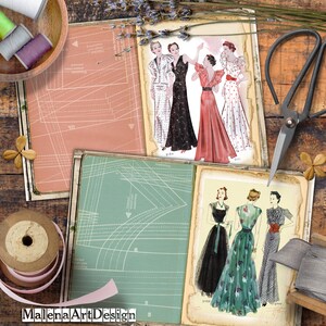 Papéis, Costura, Cartões Digitais Imprimíveis, Vintage, Cartões, Senhoras, Artesanato, Moda, Scrapbook, Junk Journal, TAGS,