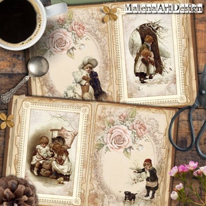 Papéis, Cartões Digitais Imprimíveis, Flores, Rosas, Vintage, Papéis Para Artesanato, Scrapbook