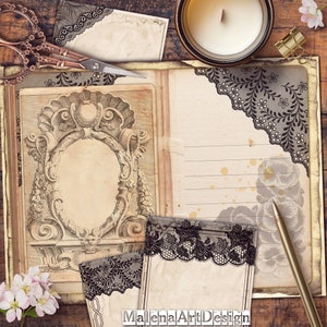 Junk Journal, Papéis, Renda, Vintage, Cartões Digitais Imprimíveis, Papéis para Artesanato, Scrapbook, TAGS, Páginas