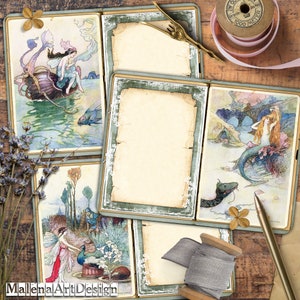 Fadas, Papéis, Cartões Digitais Imprimíveis, Vintage, Papéis para Artesanato, Scrapbook, Junk Journal