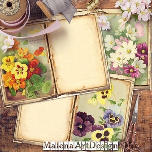 Botânico, Papéis, Cartões, Cartões Digitais Imprimíveis, Vintage, Scrapbook, Junk Journal, TAGS, Papéis para Artesanato