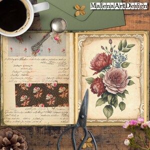Flores, Rosas, Papéis, Cartões Digitais Imprimíveis, Vintage, Cartões, Artesanato, Scrapbook, Junk Journal, TAGS,