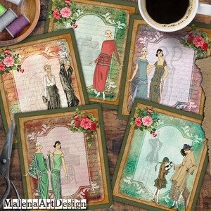 Moda, Etiquetas, CARTÃO, Cartões Digitais Imprimíveis, Vintage, Mulher, Papéis para Artesanato, Scrapbook, Junk Journal, TAGS, Inclui imprimíveis de PRESENTE!