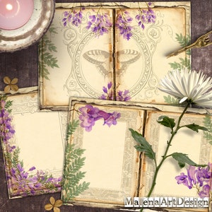 Flowers, Jacaranda, Papers, Digital Cards Printables, Vintage, Cards, Crafts, Botanical, Butterflies , Scrapbook, Junk Journal, TAGS,