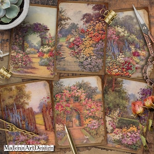 Garden, Digital Cards Printables, Scrapbook, Flowers, Junk Journal, Vintage, Papers For Crafts, TAGS, CARD, Includes GIFT printables!