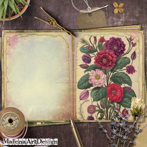 Botânico, Papéis, Cartões, Cartões Digitais Imprimíveis, Vintage, Scrapbook, Junk Journal, TAGS, Papéis para Artesanato