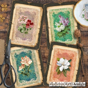 Elegant Flowers, ATC, Tags, Cards, Digital Cards Printables, Scrapbook, Vintage, Junk Journal, Papers For Crafts, Includes GIFT printables!