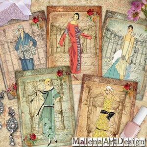 CARTÃO, Moda, Mulher, Cartões Digitais Imprimíveis, Vintage, Papéis para Artesanato, TAGS, Scrapbook, Diário de Junções, Inclui imprimíveis para PRESENTE!