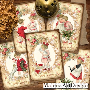 Christmas,  Children, Vintage, TAGS, Scrapbook, Junk Journal, Digital Cards Printables, Papers For Crafts,CARD, Includes GIFT printables !!!