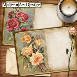 Cards, TAGS, Digital Cards Printables, Roses,  Vintage, Scrapbook, Junk Journal, Papers For Crafts, Papers, Includes GIFT printables!