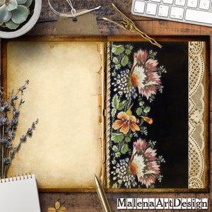 Cartões digitais imprimíveis, vintage, papéis para artesanato, cartões, scrapbook, diário de lixo, papéis, bordados, flores