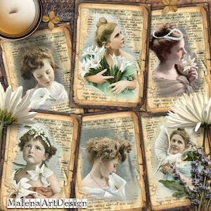 Kids, Vintage, Cards, TAGS, Scrapbook, Junk Journal, Digital Cards Printables, Papers For Crafts, ATC, Includes GIFT printables!