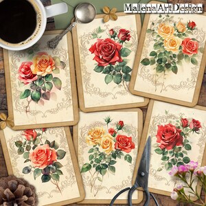 Botânico, Flores, Cartões Digitais para Imprimir, Vintage, CARTÃO, Papéis para Artesanato, Scrapbook, Diário de Junk, Plantas, Inclui imprimíveis para PRESENTE!