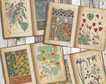 Junk Journal, Papers, Botanical, Vintage, Digital Cards Printables, Papers For Crafts, Scrapbook, TAGS, Pages, Includes GIFT printables!