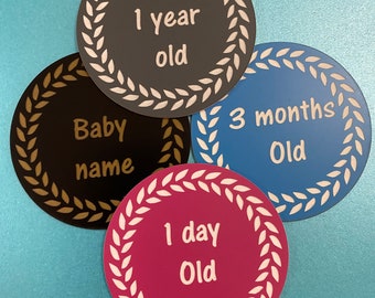 Baby milestone discs; baby milestone cards; wooden baby milestone discs; newborn gifts; baby shower; newborn photography; nursery decor