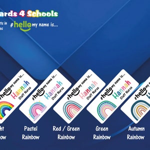 Personalised Sublimation printed # hello my name is... name badge Rainbows - New Colours 2022