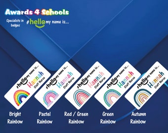 Gepersonaliseerde sublimatie gedrukt # hallo mijn naam is... naambadge Rainbows - Nieuwe kleuren 2022