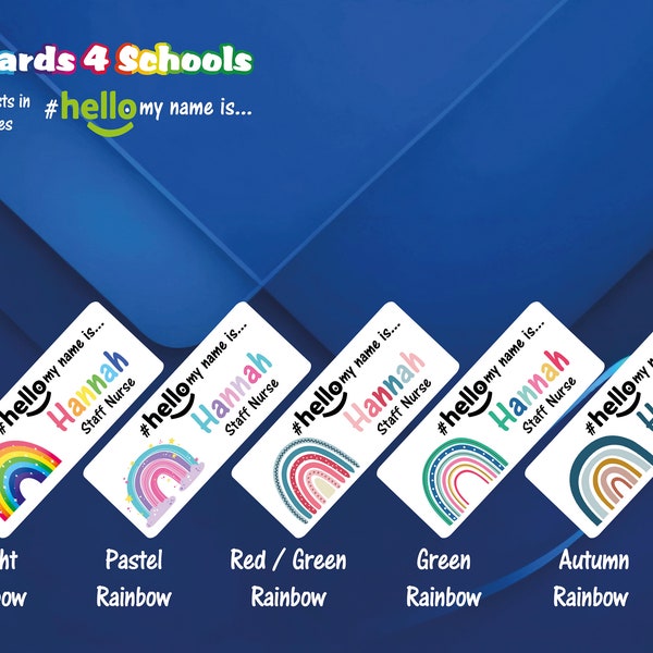Personalised Sublimation printed # hello my name is... name badge Rainbows - New Colours 2022