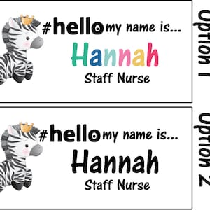 Personalised Sublimation printed hello my name is... Animal Name Badge zdjęcie 8