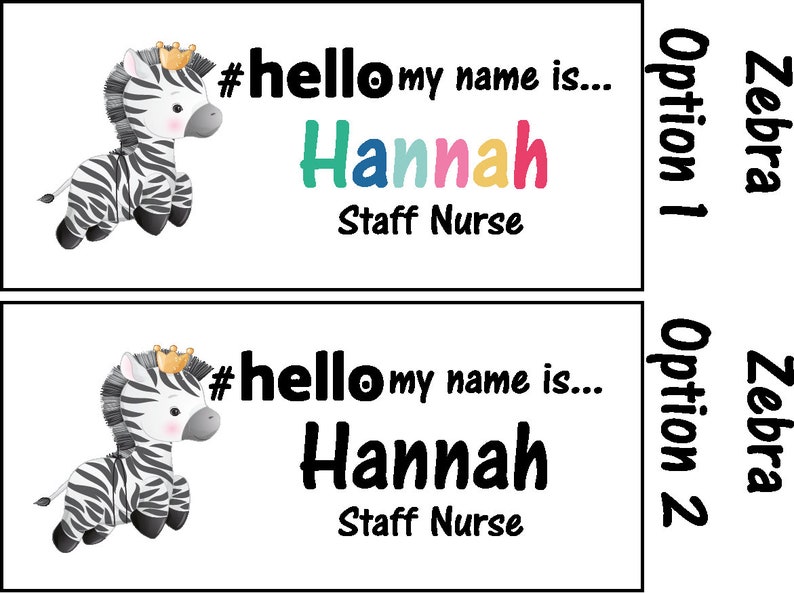 Personalised Sublimation printed hello my name is... Animal Name Badge zdjęcie 8