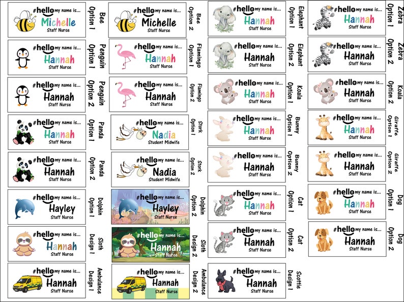 Personalised Sublimation printed hello my name is... Animal Name Badge image 2