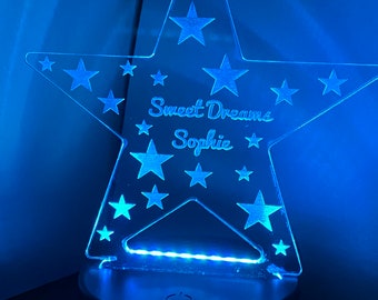 Personalised 3D Star Led Colour Changing Night Light Illusion Lamp Laser Cut Engraved