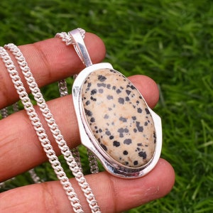 Dalmatian Jasper Pendant 925 Sterling Silver Pendant Dalmatian Jasper Handmade Jewelry Dalmatian Silver Pendant For Necklaces Women For Gift