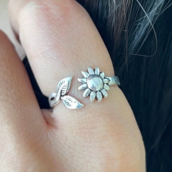 Sunflower Silver Ring For Gift You Are My Sunshine Sunflower Ring Sterling Silver Ring for Women Nature Ring Handmade Silver Ring For Gift