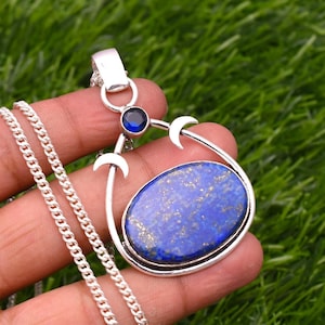 Lapis Lazuli Pendant 925 Sterling Silver Pendant Lapis Lazuli Gemstone Pendant Handmade Silver Gemstone Jewelry Lapis Pendant For Necklaces