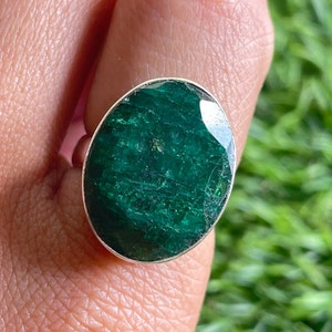 Emerald Ring Emerald Silver Ring 925 Sterling Silver Emerald Gemstone Handmade Ring May Birthstone Emerald Ring Emerald Healing Ring