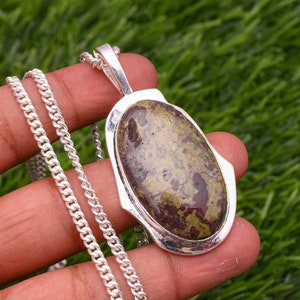 Drachenblut Jaspis 925 Sterling Silber Anhänger Drachenblut Jaspis Handmade Schmuck Anhänger für Halsketten Frauen Schutzstein für Geschenk