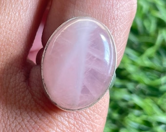 Rose Quartz Ring Rose Quartz Silver Ring 925 Sterling Silver Ring Gemstone Ring Handmade Rose Quartz Gemstone Jewelry Quartz Ring