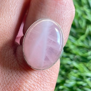 Rose Quartz Ring Rose Quartz Silver Ring 925 Sterling Silver Ring Gemstone Ring Handmade Rose Quartz Pink Statement Ring For Gift