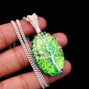 Tree Of Life Triplet Fire Opals Wire Wrapped 925 Sterling Silver Pendant Handmade Gemstone Opals Pendant For Necklaces Women Christmas Gift