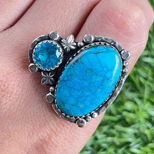 Turquoise Ring Turquoise Silver Ring 925 Sterling Silver Ring Turquoise Gemstone Ring Handmade Turquoise Gemstone Jewelry Ring