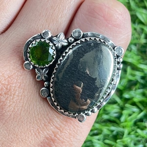 Apache Pyrite Silver Ring 925 Sterling Silver Ring Apache Pyrite Gemstone Ring Handmade Pyrite Gemstone Jewelry Ring For Women