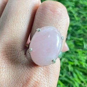 Rose Quartz Ring Rose Quartz Silver Ring 925 Sterling Silver Ring Gemstone Ring Handmade Rose Quartz Gemstone Jewelry Quartz Ring