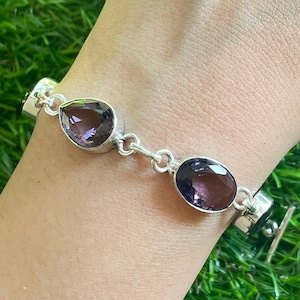 Handmade Amethyst Bracelet 925 Sterling Silver Bracelet Amethyst Gemstone Bracelet Amethyst Silver Jewelry Gift Bracelets for Women Etsy