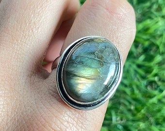 Labradorite Silver 925 Sterling Silver Ring Gemstone Ring Handmade Labradorite Jewelry Handmade Ring For Women Daily Wear Ring