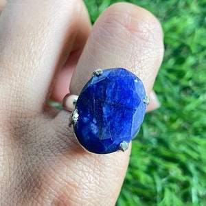 Blue Sapphire Ring Blue Sapphire Silver Ring 925 Sterling Silver Ring Sapphire Gemstone Ring Handmade Gemstone Jewelry Ring For Gift