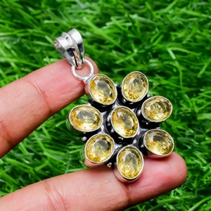 Citrine Pendant 925 Sterling Silver Pendant Citrine Gemstone Handmade Silver stone Jewelry Citrine Silver Pendant For Necklace Women